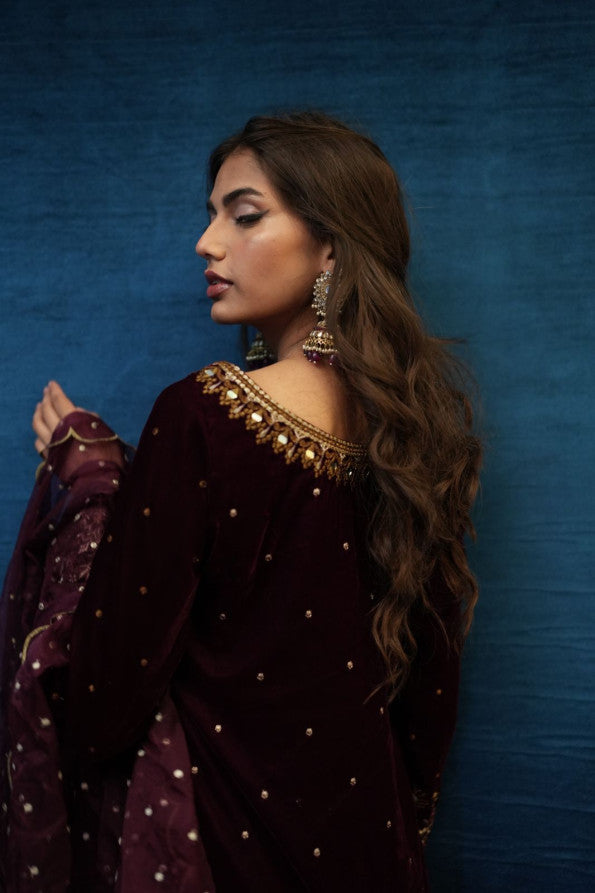 SAFFRON COLLECTION'24 ( BURGUNDY VELVET )