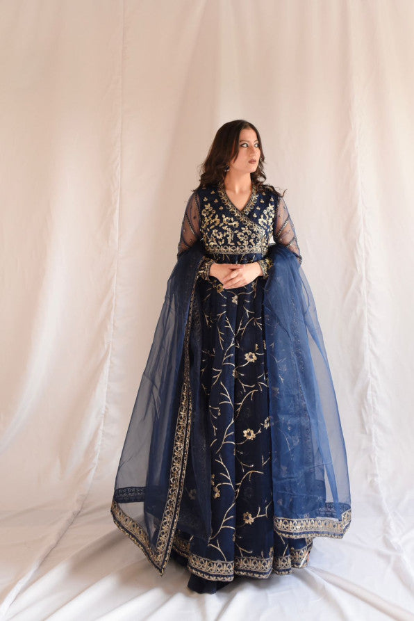 NAVY BLUE SEQIUNCED ANGRAKHA