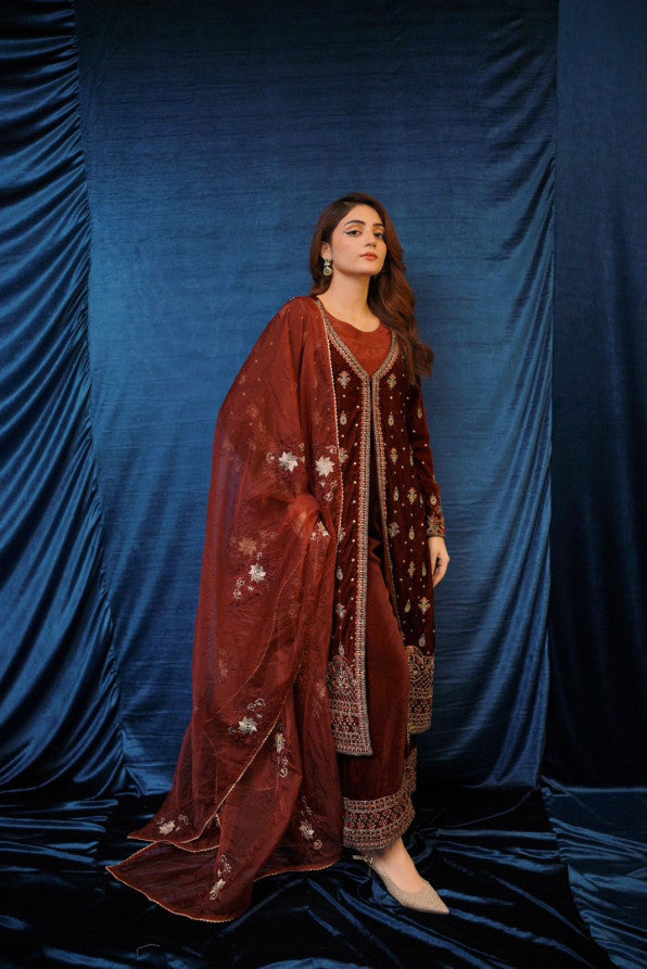 SAFFRON COLLECTION '24 ( VELVET COAT DRESS )