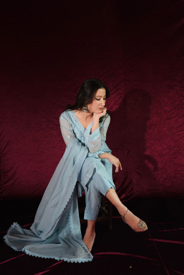 SONEHRI COLLECTION ( LIGHT BLUE DRESS )