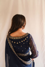 NAVY BLUE SEQUENCED SAREE