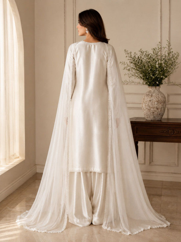 WHITE PURE FARSHI SHALWAR