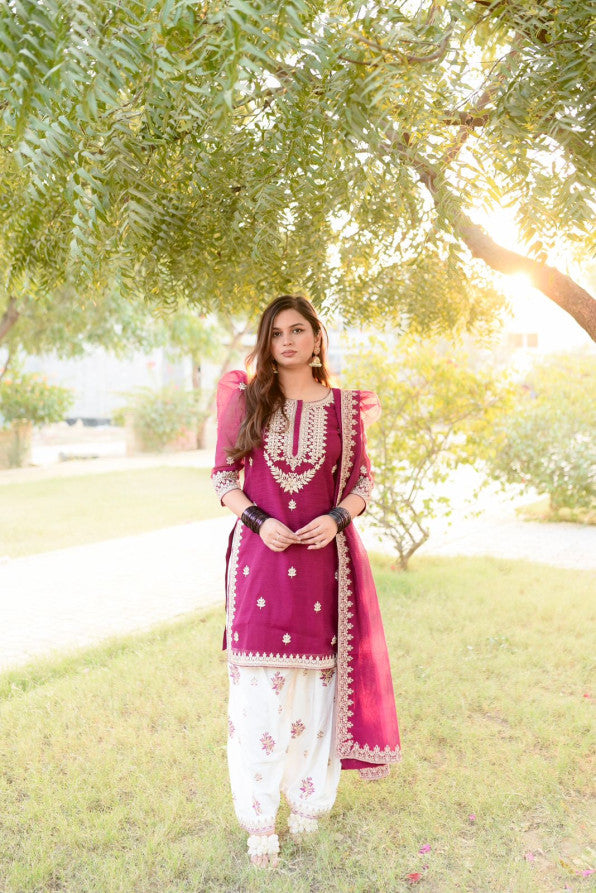 PATILA DRESS PINK  WHITE SHALWAR KAMEEZ