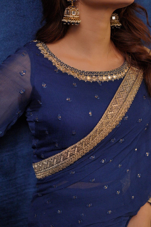 SAFFRON COLLECTION' 24 ( ROYAL BLUE SEQUINCED SAREE )