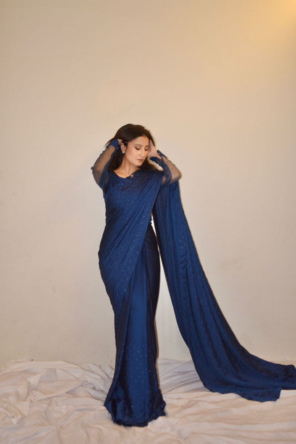 NAVY BLUE SILK SAREE