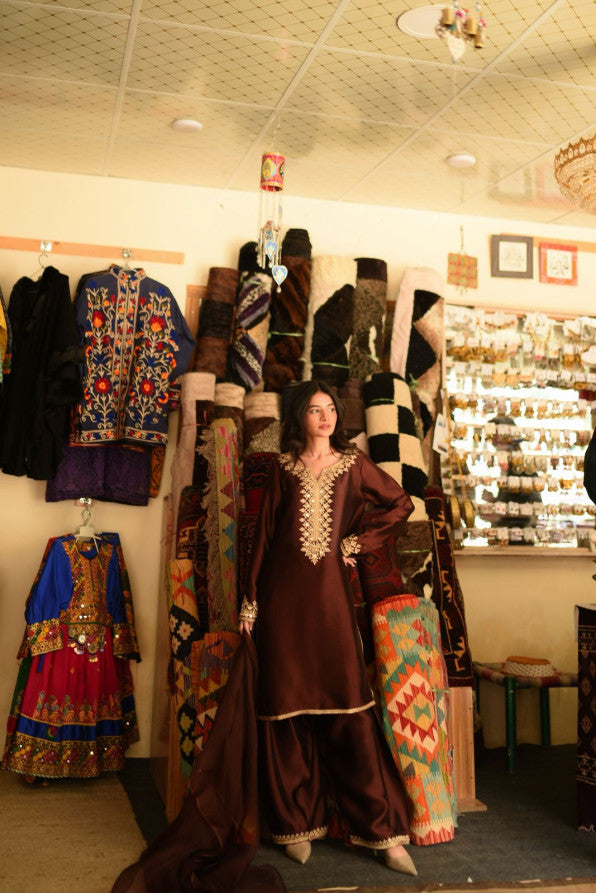 BROWN FARSHI DRESS