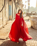 RED CHIFFON PISHWAS
