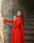 RED CHIFFON PISHWAS