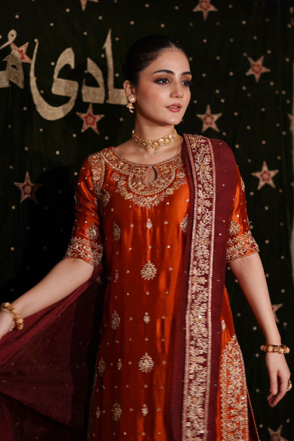 PHOOL COLLECTION ‘25 ( RUST LONG SHIRT DRESS)