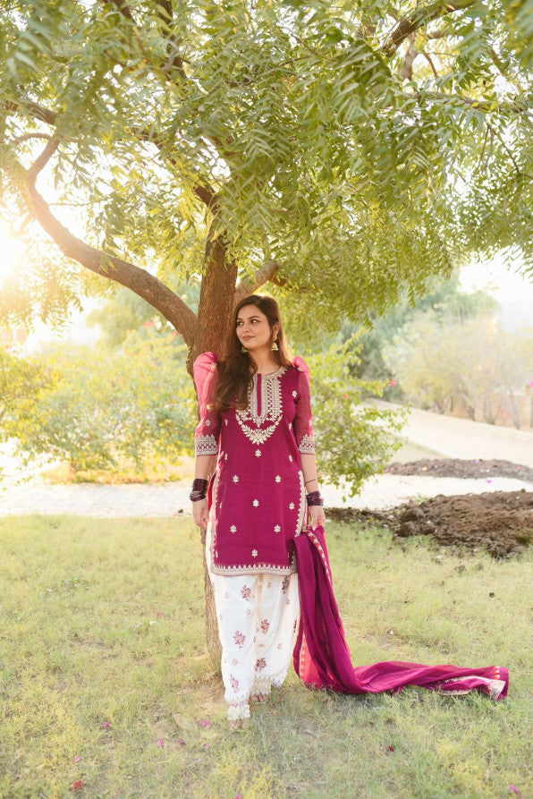 PATILA DRESS PINK  WHITE SHALWAR KAMEEZ