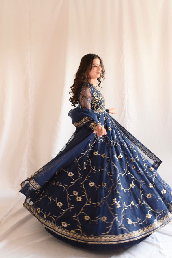 NAVY BLUE SEQIUNCED ANGRAKHA
