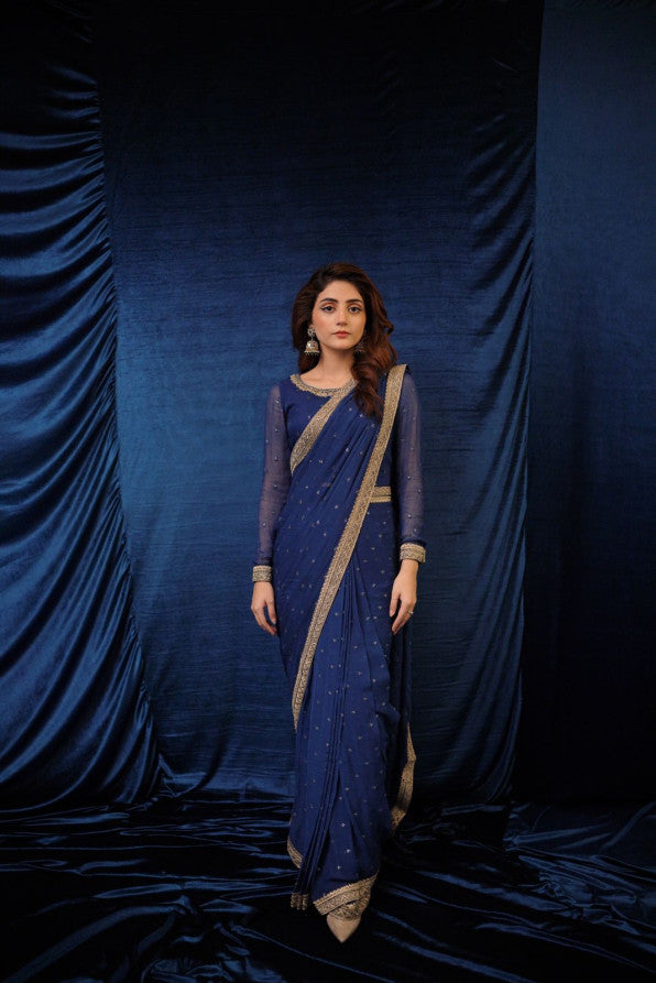 SAFFRON COLLECTION' 24 ( ROYAL BLUE SEQUINCED SAREE )