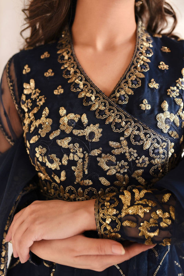 NAVY BLUE SEQIUNCED ANGRAKHA
