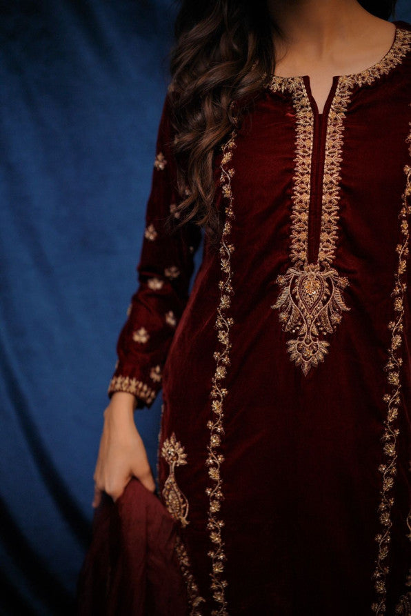 SAFFRON COLLECTION ‘24 MAROON VELVET