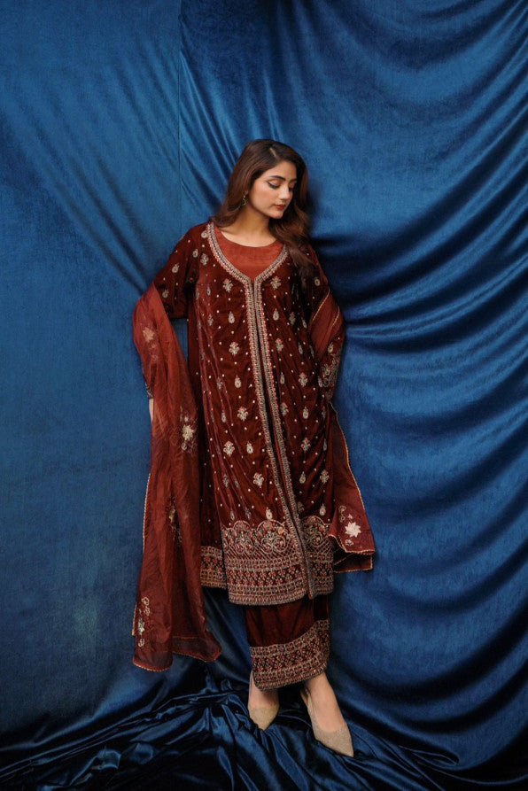 SAFFRON COLLECTION '24 ( VELVET COAT DRESS )