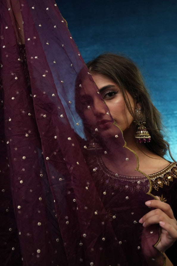 SAFFRON COLLECTION'24 ( BURGUNDY VELVET )