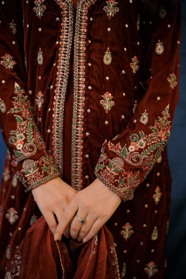 SAFFRON COLLECTION '24 ( VELVET COAT DRESS )