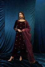 SAFFRON COLLECTION'24 ( BURGUNDY VELVET )