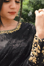 BLACK NET/SILK SAREE