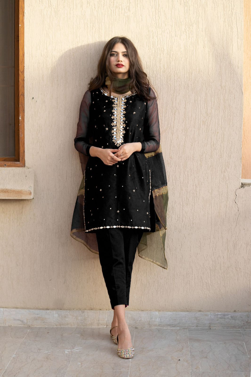 BLACK SHEESHA WORK DRESS