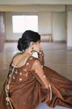 BROWN ORGANZA SAREE