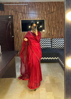 RED SCALLOP SAREE