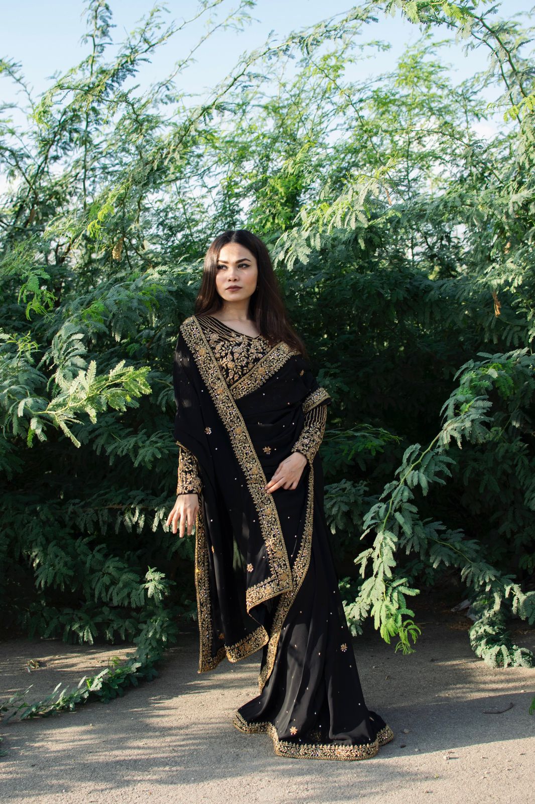 BLACK FESTIVE WEAR SAREE