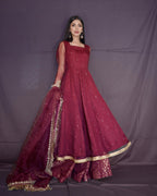 MAROON ORGANZA BORDER DUPATTA