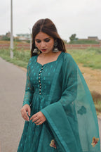 SEA GREEN EMBRIODED PISHWAS