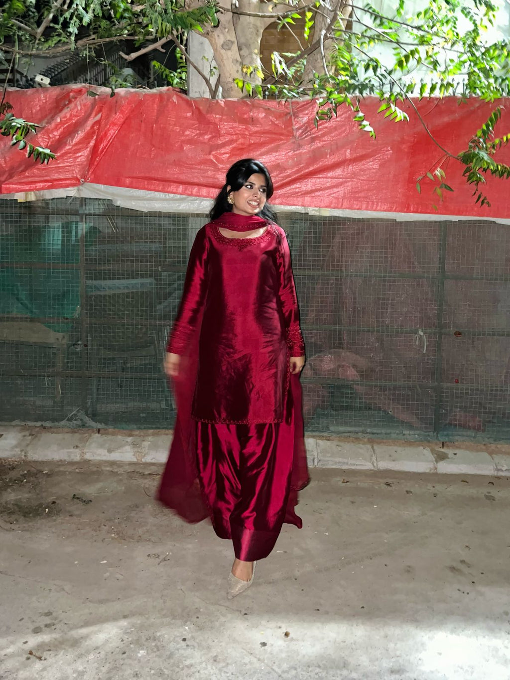 RAW SILK COLLECTION ‘25 BLOOD RED FARSHI DRESS