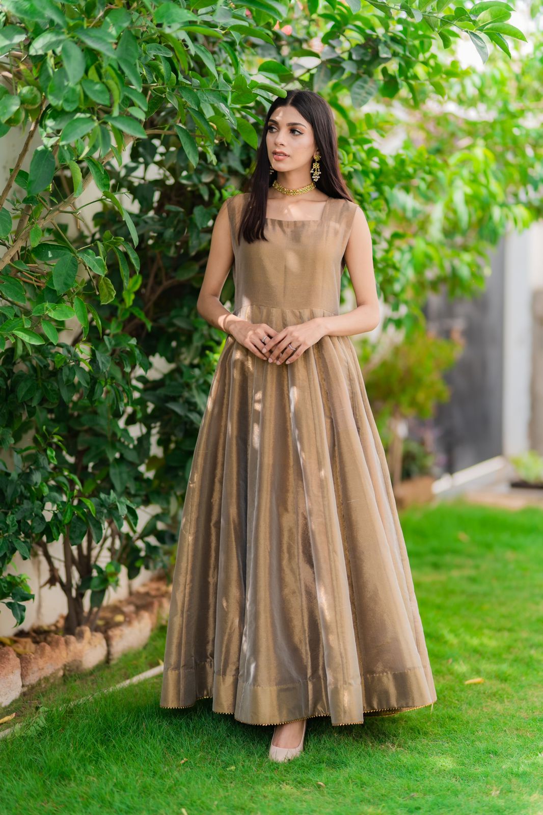 BRONZE LAMA KOTI DRESS