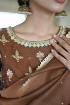 BROWN ORGANZA SAREE