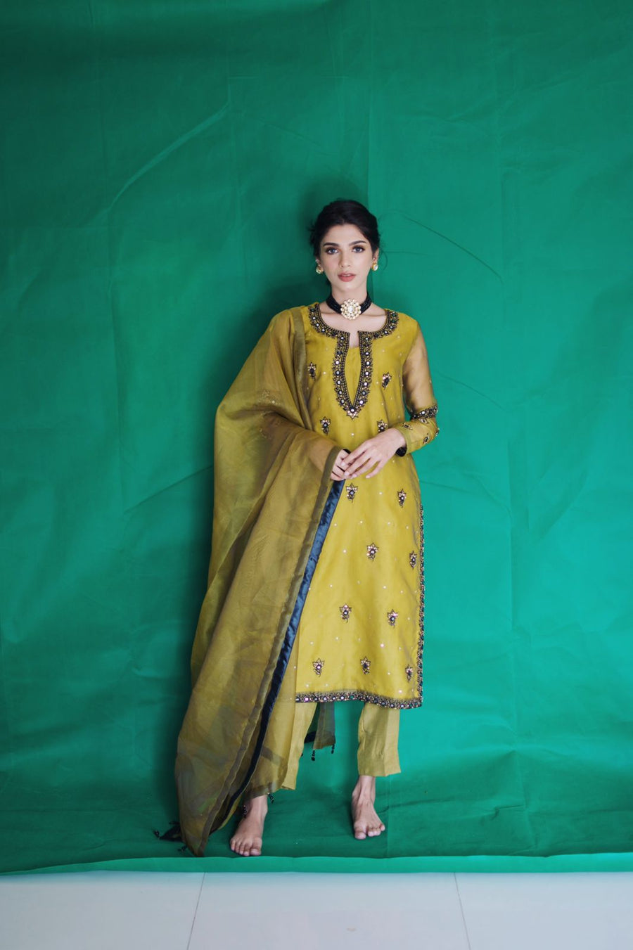 MUSTARD GREEN DRESS