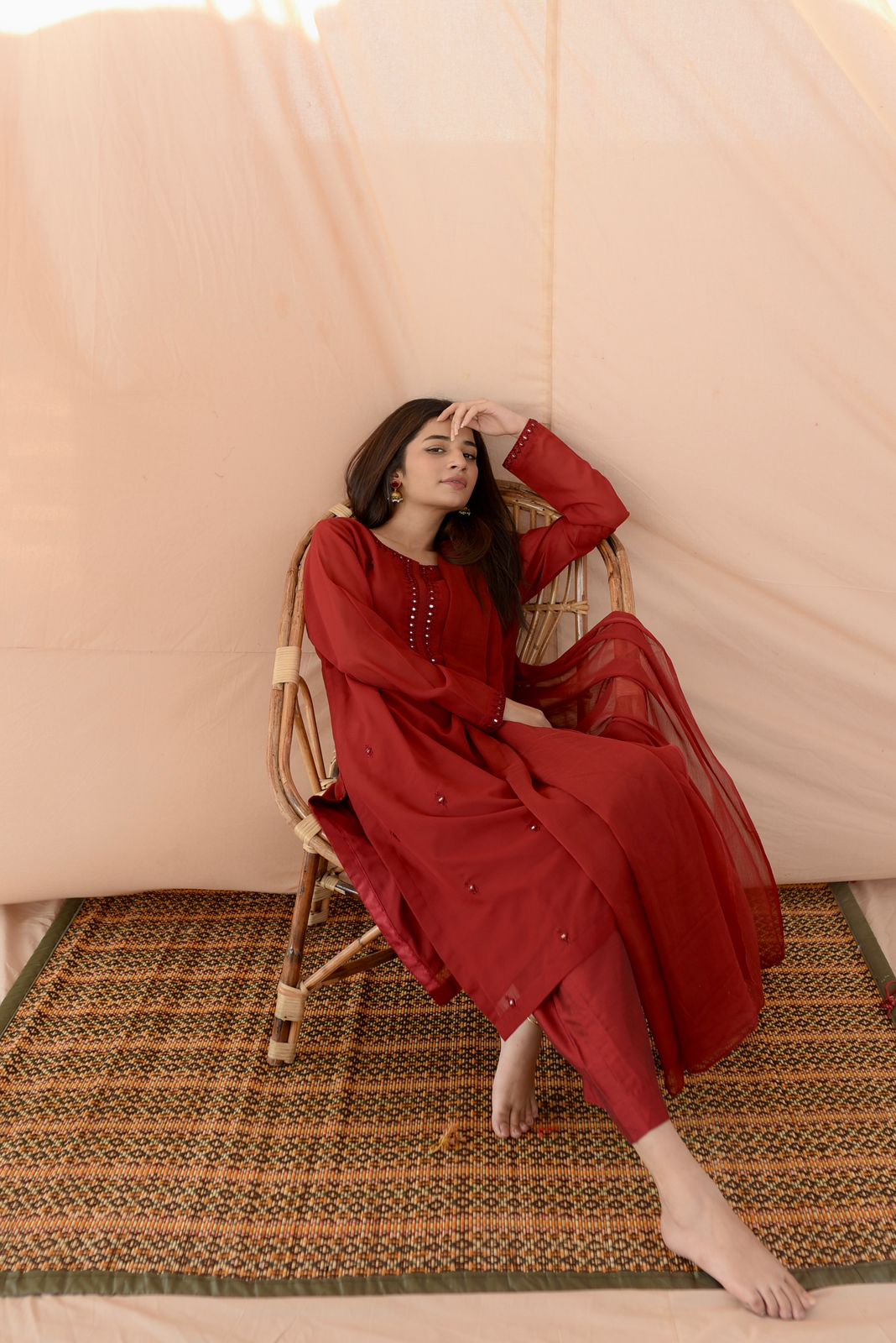 MAROON SHEESHA DRESS
