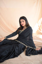BLACK SILK HANDWORKED SAREE