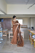 BROWN ORGANZA SAREE