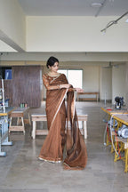 BROWN ORGANZA SAREE