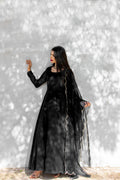 BLACK GEORGETTE CHIFFON PISHWAS