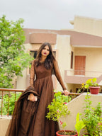 DARK BROWN SHEESHA WORK PISHWAS