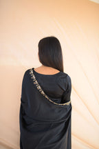 BLACK SILK HANDWORKED SAREE