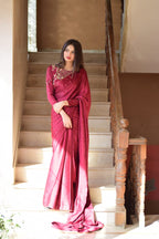 Maroon Silk Handwork Saree