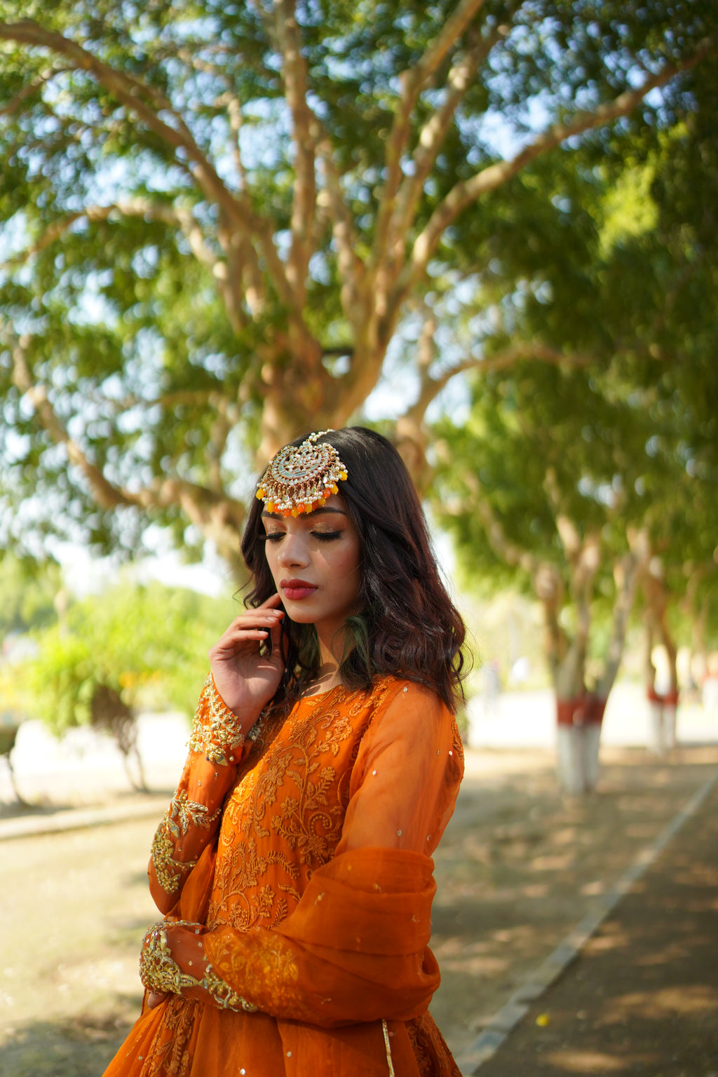ORANGE EMBRIODED FROCK