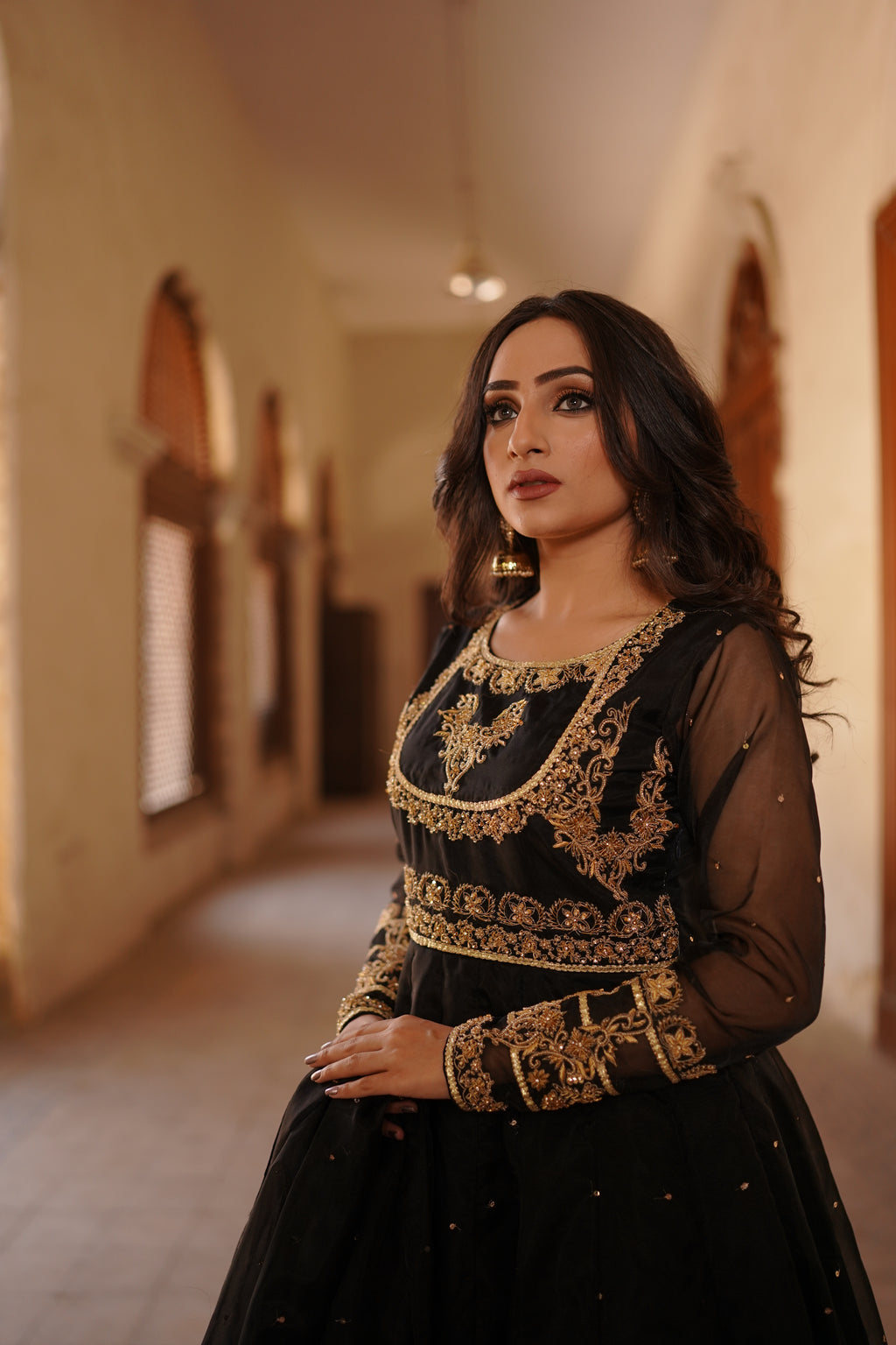 LAJPAAL "BLACK ORGANZA PISHWAS