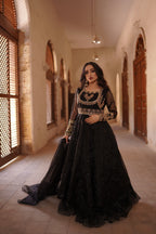 LAJPAAL "BLACK ORGANZA PISHWAS