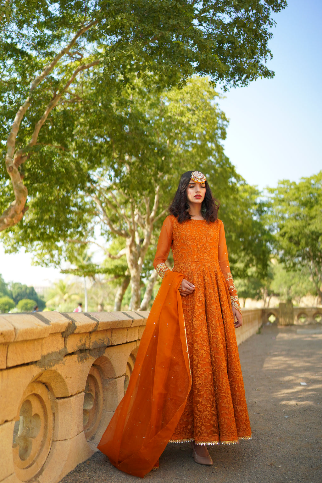 ORANGE EMBRIODED FROCK