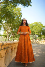 ORANGE EMBRIODED FROCK