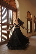 LAJPAAL "BLACK ORGANZA PISHWAS