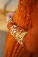 ORANGE EMBRIODED FROCK