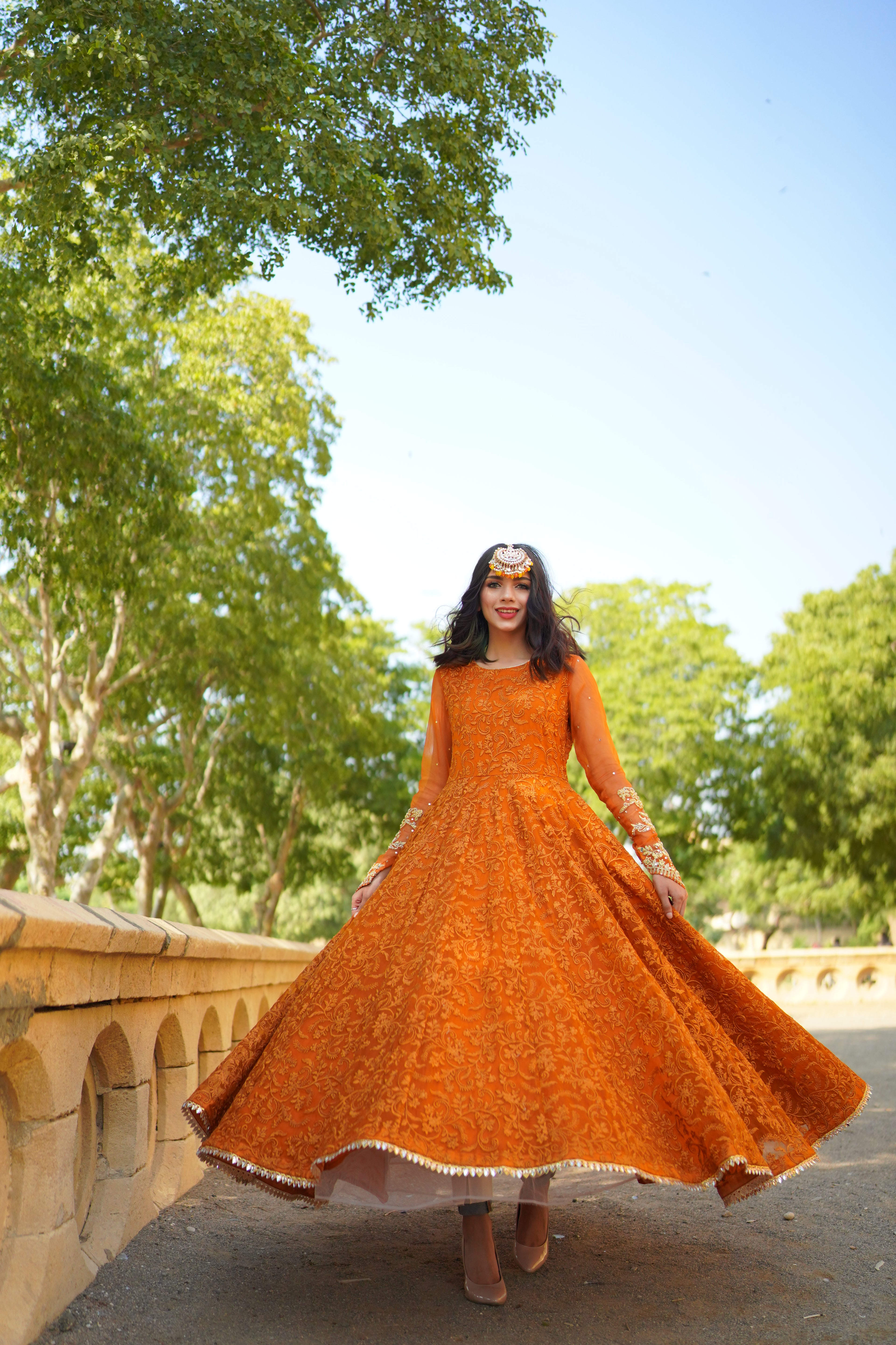 ORANGE EMBRIODED FROCK