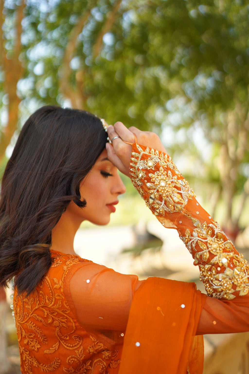 ORANGE EMBRIODED FROCK